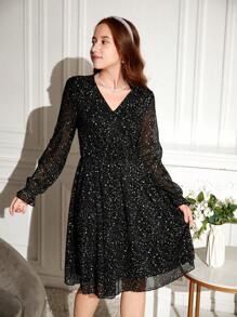 Váy lưới lấp lánh cho bé gái, hoàn hảo cho các bữa tiệc, thanh lịch và - màu đen - Xem 6