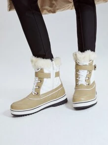 MOTF PREMIUM 人造毛雪地靴 - 米色 - 查看 1