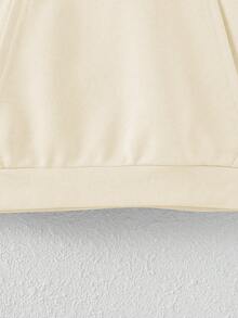 SHEIN Simple Printed Hoodie Sweatshirt, For Tween Girls - Apricot - View 3