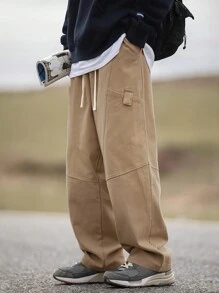 Manfinity Hypemode Nam Eo dây rút Dài Quần - Màu Khaki - Xem 4