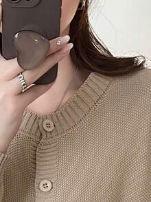 Fashionable Spring And Autumn New Arrival Casual Round Neck Cardigan - Apricot - View 4