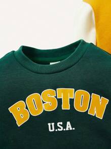 Baby Boy Letter Graphic Sweatshirt and Colorblock Pullover