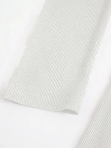 SHEIN Essnce Women's High Neck Split T-shirt - White - View 4