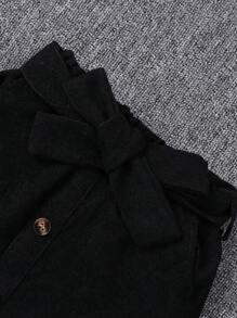 SHEIN Hàng mới đến Nhỏ bé Cô gái Dệt kim Sọc Áo Với Nơ Thắt lưng & Vải to sợi Váy Hai chiếc Bộ - Nhiều màu - Xem 4