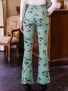 Chiquease Women's Flower Printed Long Pants Fall Cloth For Women - Green - View 2