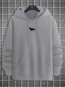 RueChic Men's Animal Print Hooded Long Sleeve Sweatshirt - Light Grey - View 3