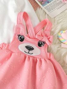 2入組幼兒女童休閒卡通刺繡粉色連衣裙套裝 - 彩色 - 查看 5