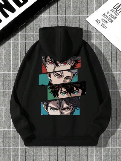 SHEIN Moletom Com Capuz De Lã Polar Para Menino Pré-adolescente Com Impressão De Personagem De Desenho Animado