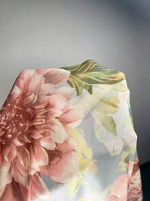 花卉印花网眼撞色鱼尾睡衣长裙 - 彩色 - 查看 7