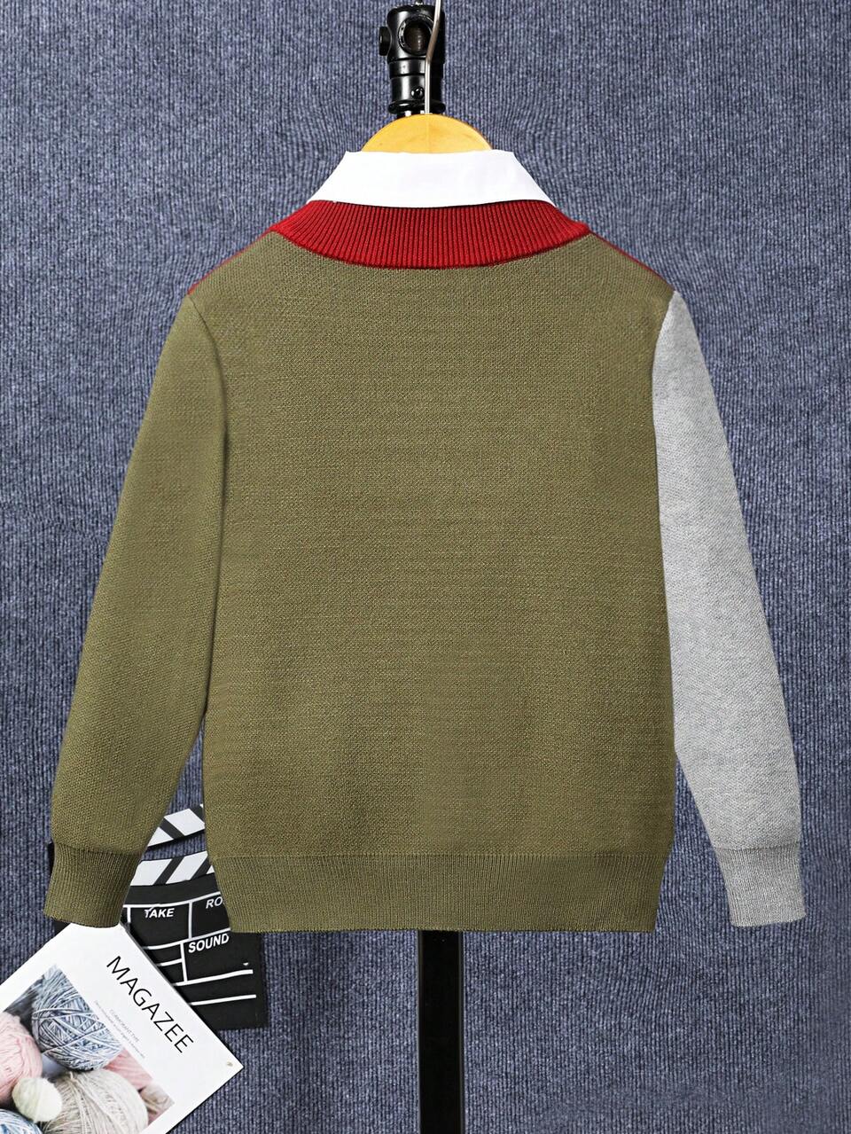 Boys' (toddler) Contrast Color Pullover Sweater
