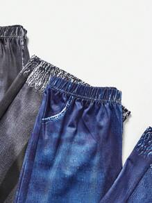 Teen Girls' 3pcs/Set Denim Effect Long Pants - Multicolor - View 7