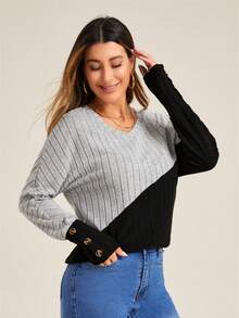 SHEIN LUNE Color-block Long Sleeve T-shirt - Multicolor - View 5