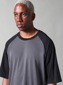 SUMWON 撞色袖插肩 T 恤 - 灰色 - 查看 5