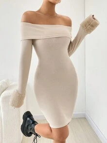 SHEIN EZwear 女裝連衣裙 - 杏色 - 查看 5