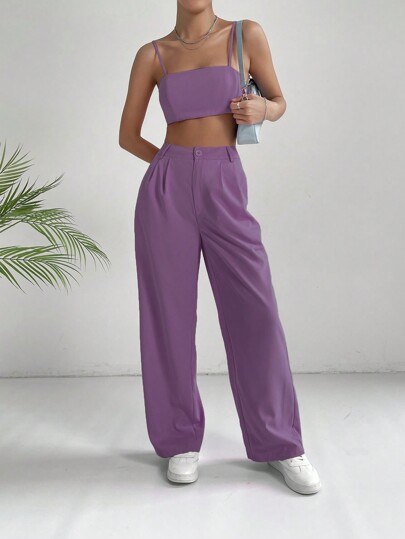 SHEIN EZwear Bright Colored Pants Set