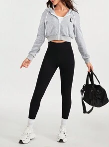 Daily&Casual In thư áo có mũ Jacket thể thao - Xám - Xem 1