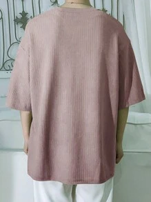 Claim Dot Loose Fit Men's Drop Shoulder T-Shirt - Violet Purple - View 2