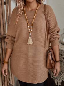 SHEIN LUNE 大碼女式蝙蝠袖長款毛衣