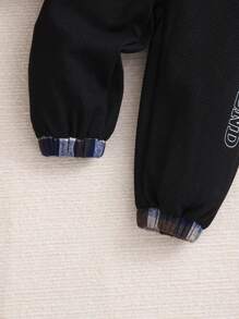 嬰兒男童經典黑白格紋連體褲和褲子套裝 - 黑與白 - 查看 8