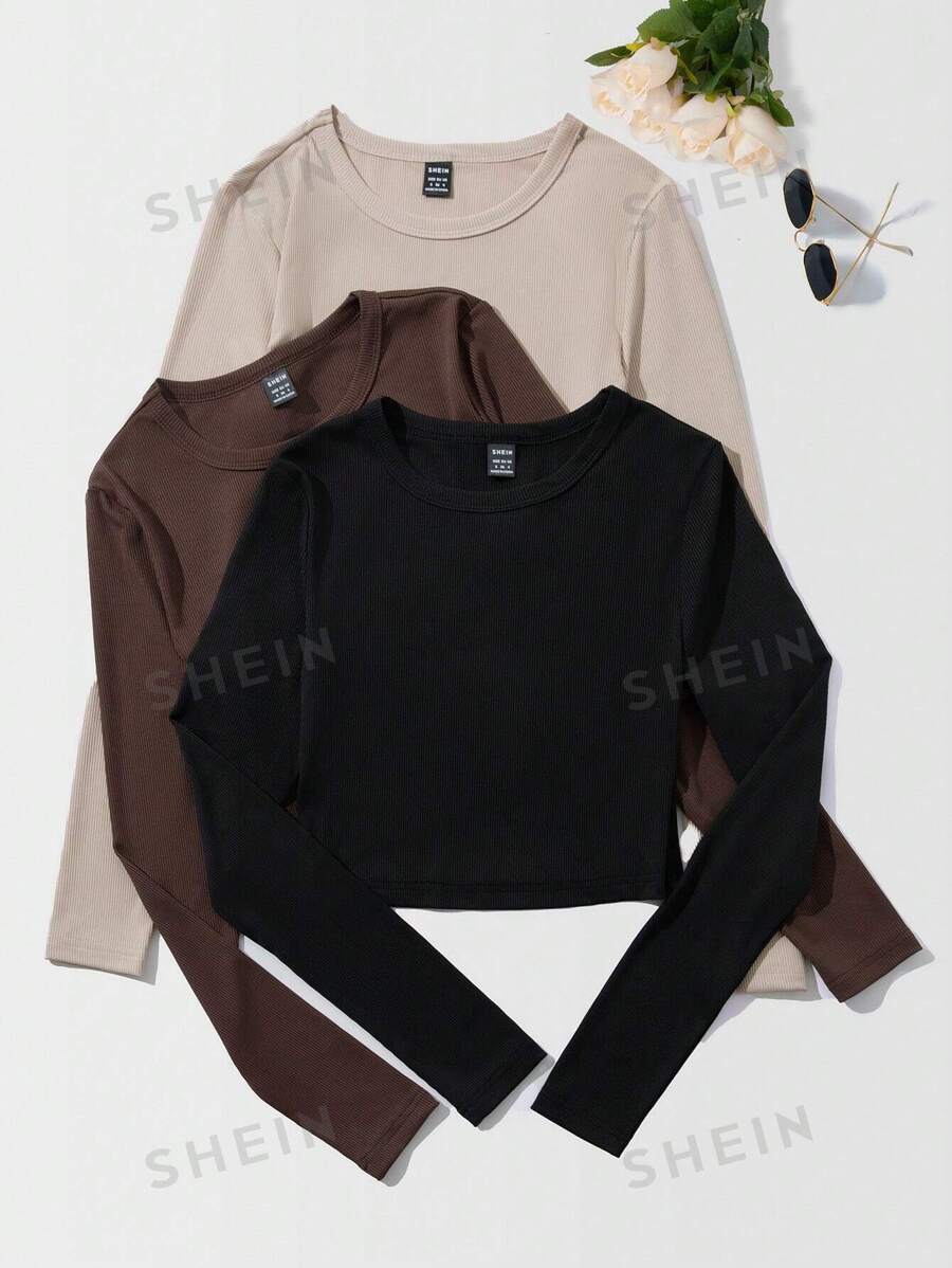 Flirla Conjunto De Varias Piezas De Camisetas Básicas De Manga Larga
