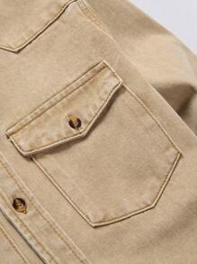 Manfinity Homme Men's Workwear Denim Shirt With Pockets - Khaki - View 6