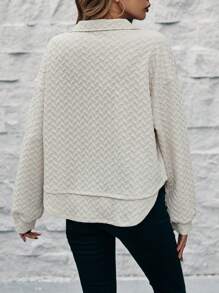 SHEIN LUNE Half Zip Drop Shoulder Sweatshirt - Apricot - View 2