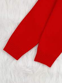 Cardigan Bayi Perempuan Ruffle Tombol Depan Blok Warna - Merah - View 7