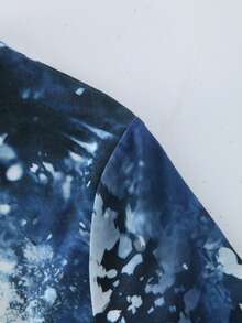 SHEIN LUNE Áo thun in khẩu hiệu Tie Dye Graphic Tee Áo thun in hình phụ nữ - Màu xanh bụi bặm - Xem 7