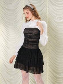 SHEIN MOD 女性無袖多層多層洋裝(白色襯衫不包含)