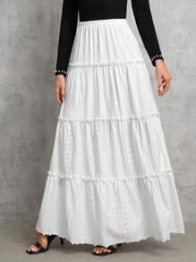 SHEIN Tall 荷葉邊schiffy裙 - 白色 - 查看 4