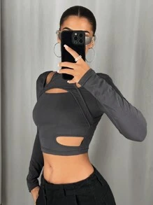 SHEIN ICON T恤 - 灰色 - 查看 5