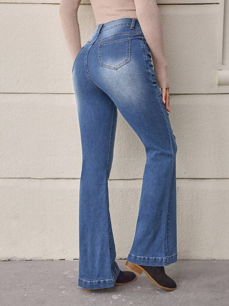 Leopard Print Flare Leg Jeans Without Belt