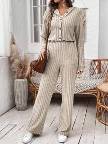 SHEIN Frenchy Mameluco Con Capucha De Un Solo Color - Caqui - Ver 1