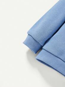 Newborn Baby Boys' Knitted Soft Letter Print Round Neck Sweatshirt Two Piece Set - Multicolor - View 6