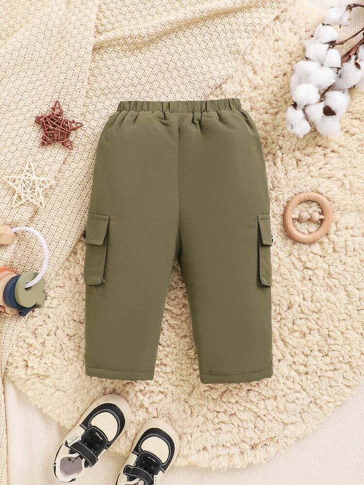 Baby Boy Infant/Toddler Boys' Green Thickened Elastic Waist Cargo Pants