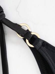 Swim SXY 夏季海滩女士金属扣吊带比基尼套装 - 黑色 - 查看 5