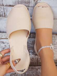 極簡風格露跟涼鞋 - 米色 - 查看 1