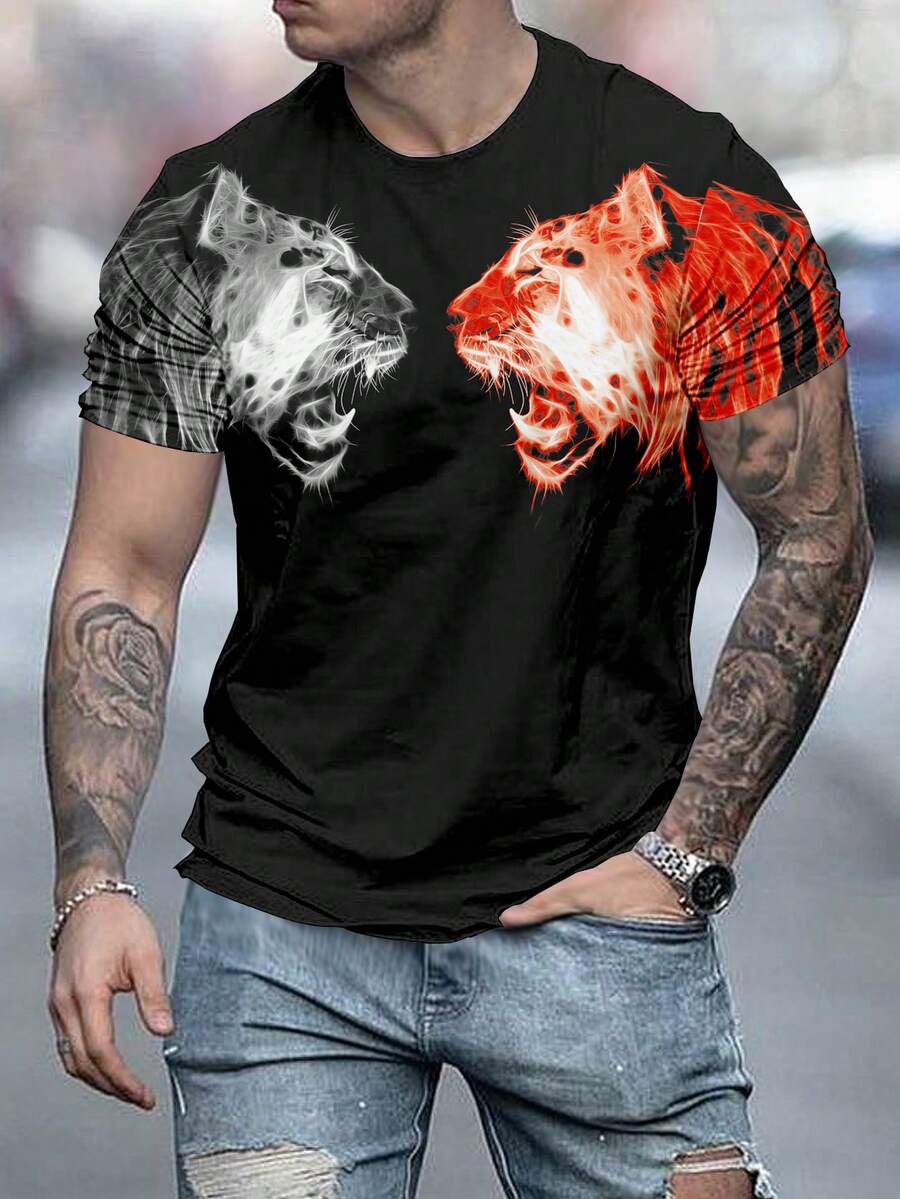 Manfinity LEGND 男士豹紋圖案t恤 - 彩色 - 查看 1