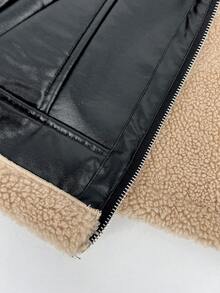 SHEIN Unity Vá lại Chất vải Túi nghiêng Dây kéo Khép kín Áo vest - màu đen - Xem 5