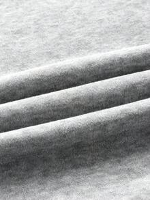 SHEIN EZwear 主題印花束口連帽衛衣 - 淺灰色 - 查看 5