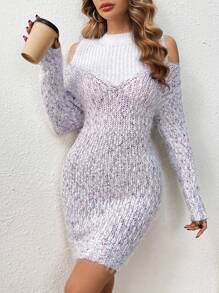 Chiquease Ombre Splice Drop Shoulder Sweater Dress - Multicolor - View 6