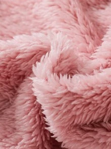 SHEIN 小女童拉鍊連帽長毛絨洋裝附包 - 粉色 - 查看 3