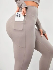 VARSITIE Thể thao Yoga Cơ bản Scrunch Butt Với Legging - Xám - Xem 4