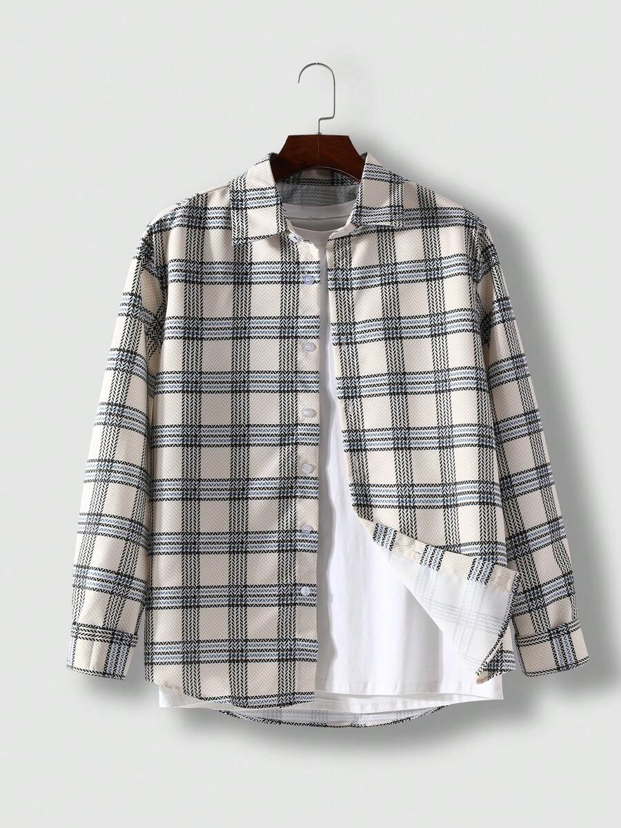 Men's Plaid Shirt - Apricot - View 1