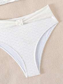 SHEIN Swim Women's Ruffled Shoulder Strap Bikini Set Summer Beach - White - View 5