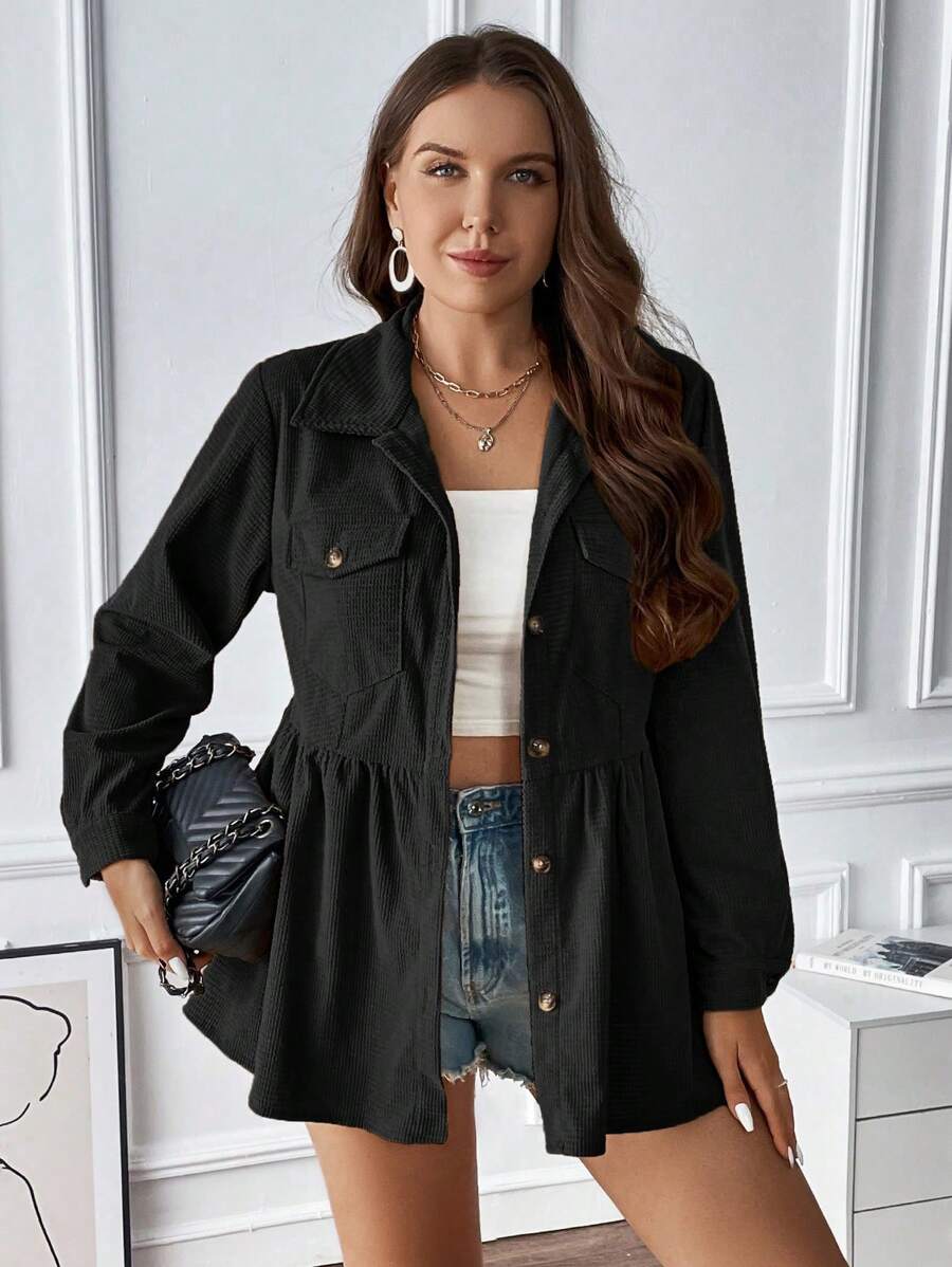 SHEIN Franclia 大碼外套 - 黑色 - 查看 1