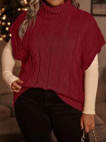 SHEIN LUNE Kích thước lớn Xoắn Dan Áo cao cổ Áo len vest - Đỏ - Xem 6