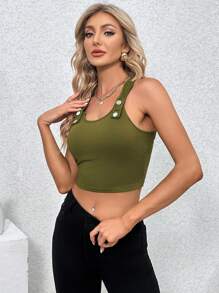 SHEIN Essnce Chaleco Corto De Color Sólido Para Mujer