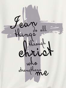 SHEIN LUNE Của phụ nữ In Trang trí Áo thun - trắng - Xem 4