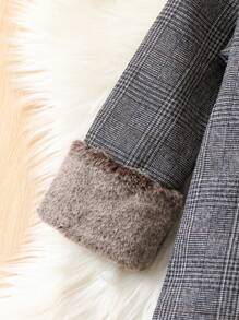 SHEIN 幼兒女童拼接狂野格紋連衣裙